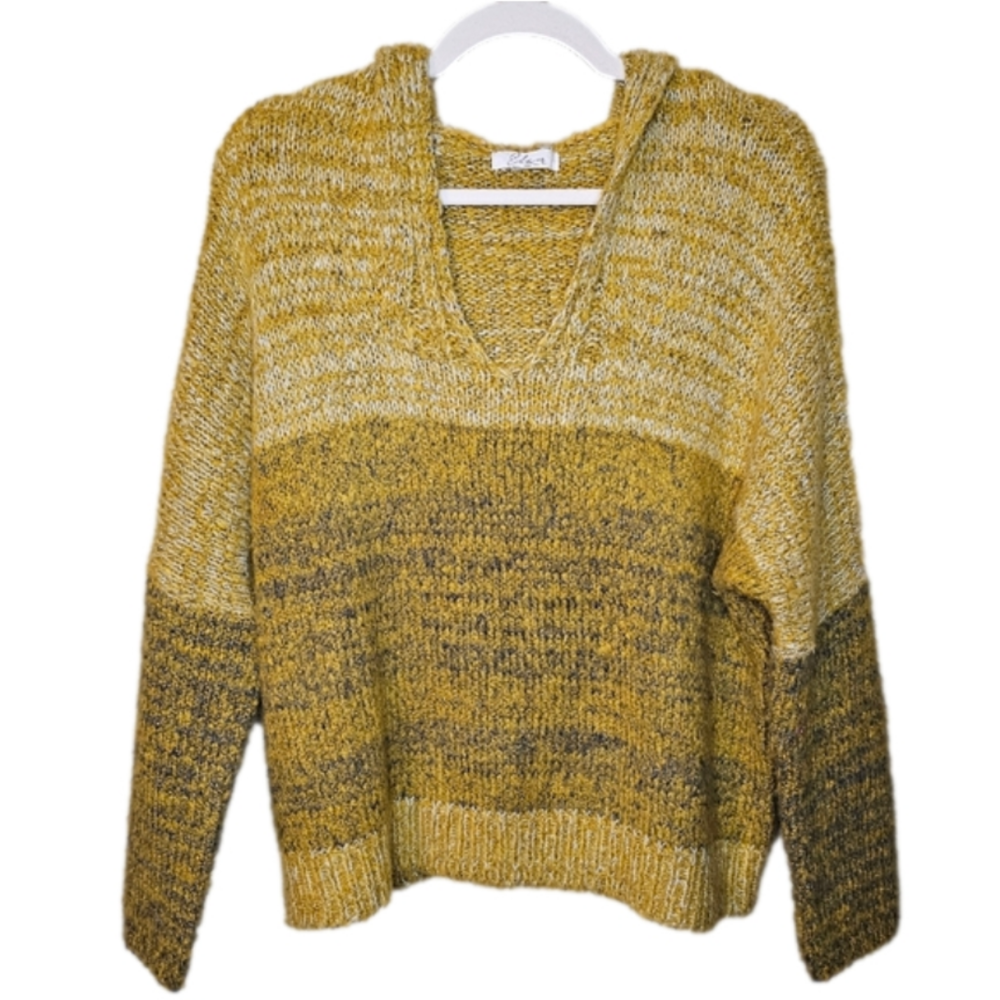Elan Hooded Mustard color Boho fall sweater Size Small